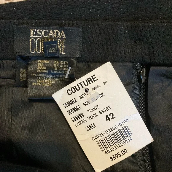 NWT ESCADA Couture black wool pencil skirt size 42 equals L